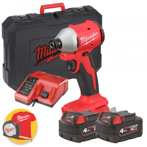 Milwaukee M18 BLIDRC-402C - Avvitatore a impulsi da 1/4" a batteria da 18V - 2 x 5Ah - 1 velocità