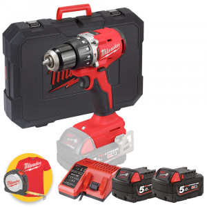 Milwaukee M18 BLPDRC-502C - Trapano avvitatore 18V A percussione e motore brushless - 2 X 5Ah