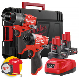 Milwaukee M12 FID2-202X - Avvitatore a impulsi a batteria 12V - 2 x 2Ah