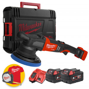 Milwaukee M18 FROP21-502X - Lucidatrice rotorbitale a batteria, orbita 21 mm - 2 batterie 5Ah