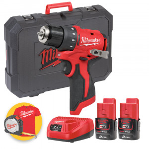 Milwaukee M12 BLDDRC-202C - Trapano avvitatore a batteria 12V - 2 batterie da 2Ah 