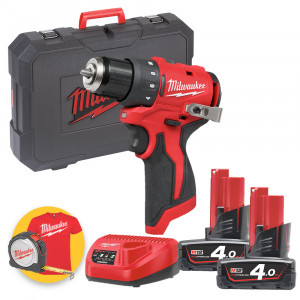 Milwaukee M12BLDDRC-402C - Trapano avvitatore a batteria 12V - 2 x 4Ah 
