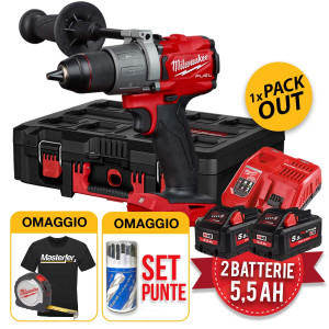 Milwaukee M18 FPD552XP - Trapano avvitatore a batteria 18V, 2 x 5,5 Ah in valigetta Packout