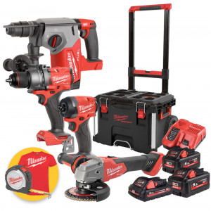 Milwaukee M18 FPP4E-555T - Trapano a percussione - Tassellatore - Smerigliatrice ONE KEY - Avvitatore a impulsi 1/4"