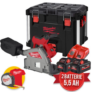 Milwaukee M18 FPS55-552P - Sega circolare a batteria 18V da affondamento FUEL - due batteria da 5,5 Ah