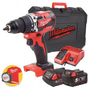 Milwaukee M18 CBLPD-522X - Trapano avvitatore a batteria 18V, brushless - 1 x 2Ah + 1 x 5Ah