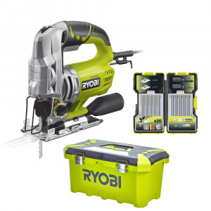 Ryobi RJS850-TA20JSB Seghetto alternativo elettrico 600W + Kit 20 lame + Valigetta