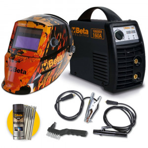 Beta by Helvi 1860BH/160A - Kit saldatrice inverter a elettrodo 160A + Maschera LCD autoscurante 7042LCD