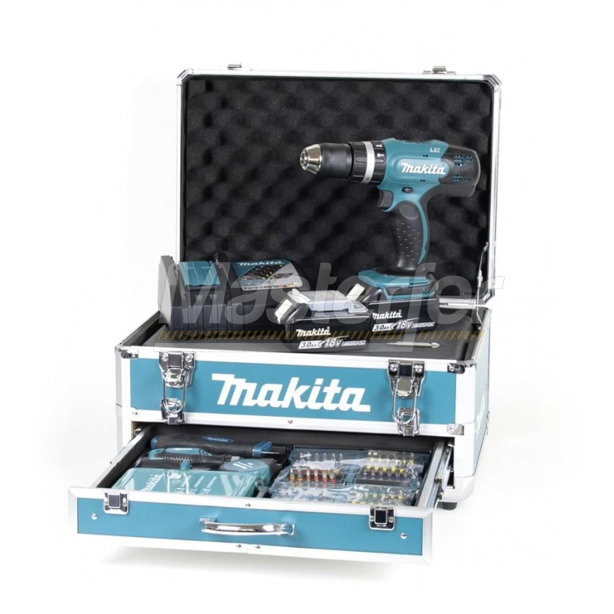 makita trapano avvitatore dhp453rfx2 con 96 accessori