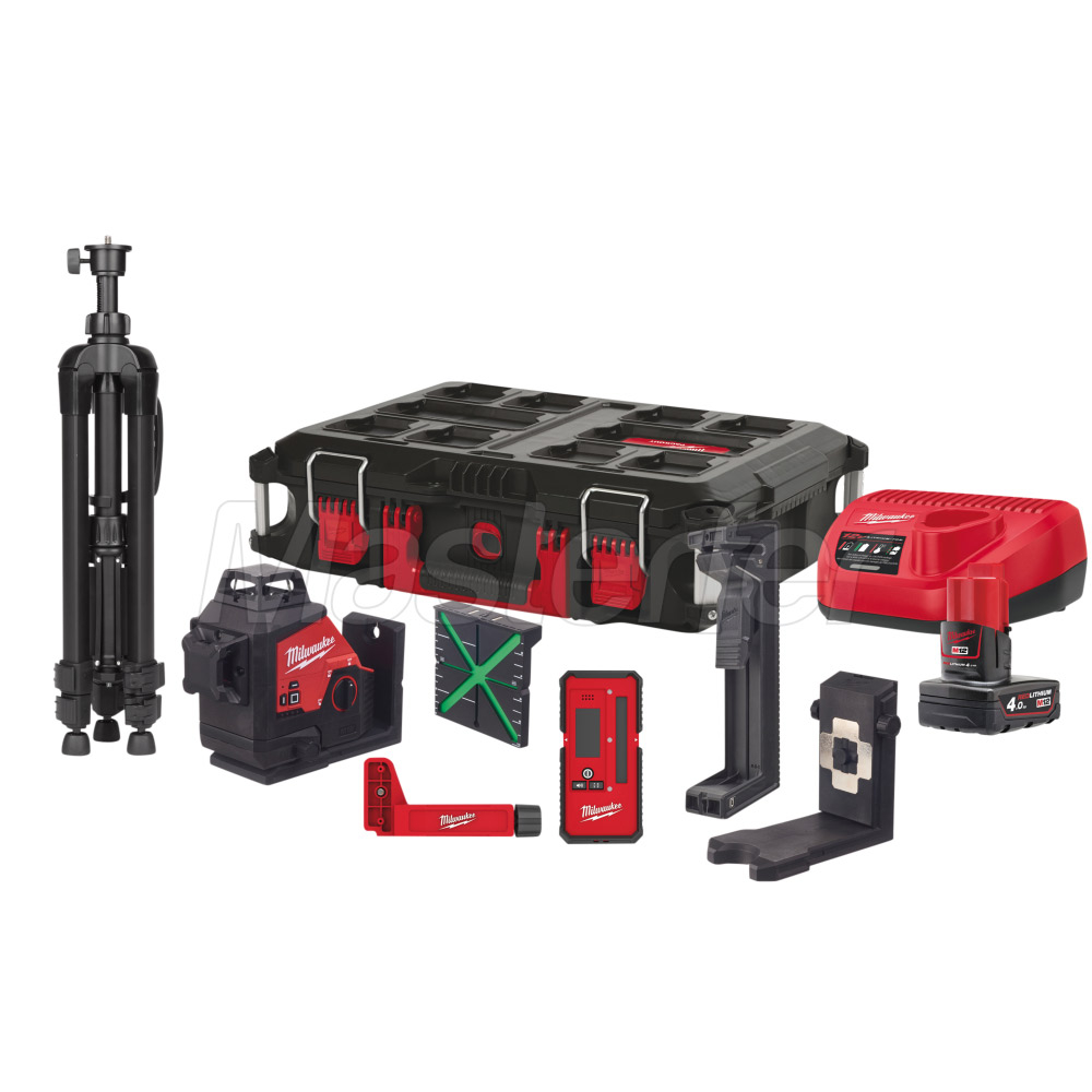 milwaukee m12 3plkit-401p kit livella laser a batteria 3 linee verdi