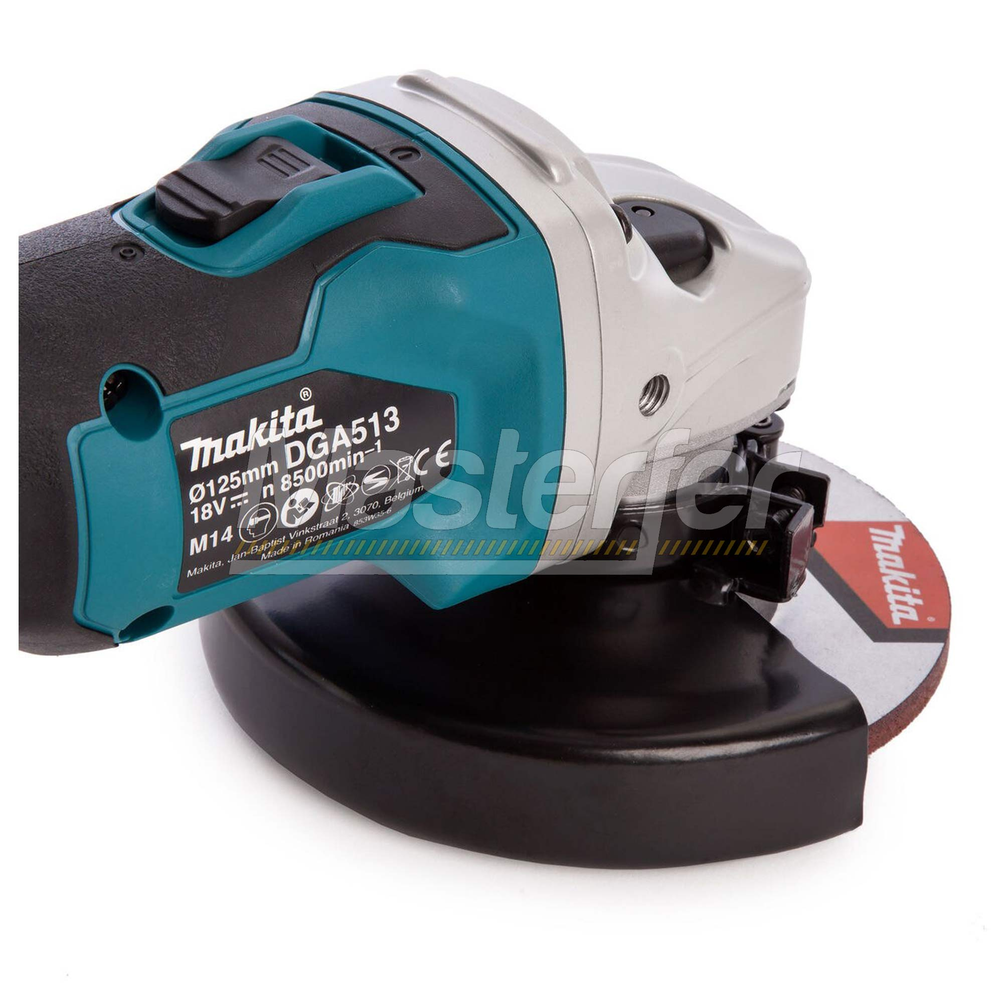 smerigliatrice a batteria makita dga513rtj vista verticale